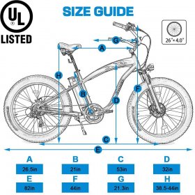 Ecotric UL Certified - Powerful Fat Tire Electric Bicycle 26 In. Aluminum Frame Suspension Fork Beach Snow Mountain Ebike Electric Bicycle 750W Motor 48V 13AH Removable Lithium Battery