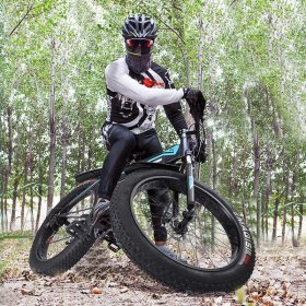 Abcnature Men's Fat Tire Mountain Bike, 26" Wheels, 4" Wide Knobby Tires Road Bike, 21-Speed Tolan Disc Brake Bicycle Max Load 440lbs Black