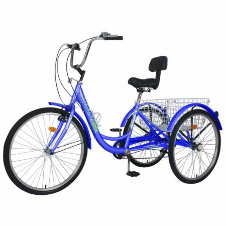 Mooncool Adult Tricycle 7 Speed Trike 26inch 3 Wheel Bike Three-Wheeled Bicycle Cruise Trike Purple with Shopping Basket for Seniors, Women, Men.