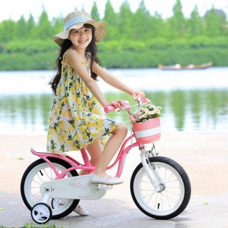 Royalbaby Little Swan Pink 14 Girl's Bicycle with Training Wheels and Basket