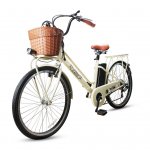 Nakto NAK- CLSFB 26 in. Classic Cargo Electric Bicycle Sporting Shimano 6 Speed Gear EBike Brushless Gear Motor, Beige