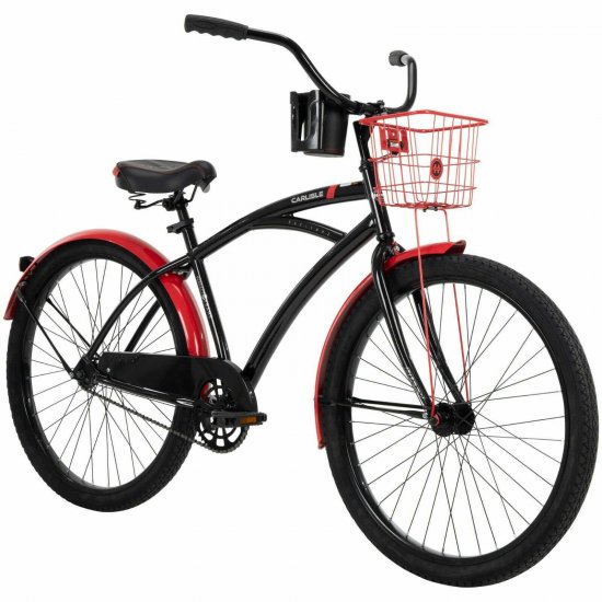 Huffy 26 In. Carlisle Men\'s Comfort Cruiser Bike, Black Red