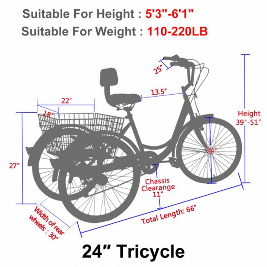 Mooncool Adult Tricycle with Rear Storage Basket for Recreation ...