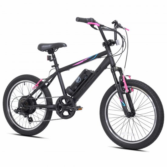 Kent 20 In. Torpedo Ebike Black and Pink, Electric Bicycle