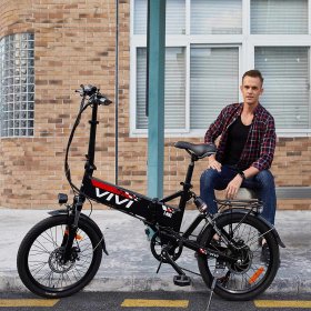VIVI Folding Electric Bike 20'' Electric Bicycle 350W Motor City Commuter Electric Bikes with 7 Speed 3 Working Models 36V/8Ah Removable Battery, Dual Shock Absorber Ebike for Adults