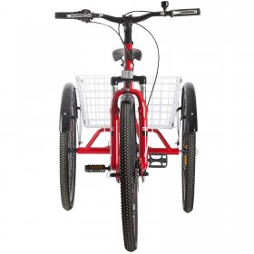 Adult Mountain Tricycle, 3 Wheel Bikes for Seniors Adult Bikes 26 Inch Cruise Bicycles, Three-Wheeled Bicycles with Shopping Basket Exercise Men's Women's Men Tricycles, red