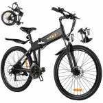 Vivi Folding Electric Bike 350W, 26" Electric Mountain Bike with 10.4Ah Built-In Battery, 40 Miles/20 Mph Recharge Mileage, 4 Working Mode,21 Speed Gear Adult Electric Bikes