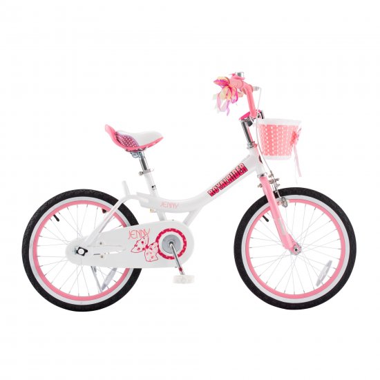 Royalbaby Jenny Princess 18 In. Girl\'s Bicycle, White and Pink with Basket and Kickstand