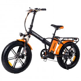 Adddmotor Folding Electric Bikes for Adults, 750W 48V 16Ah Battery, Beach City Commuter Snow Bicycle Ebike, Orange