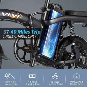 VIVI 20AH 350W Folding Electric Bike with 960WH Lithium-Ion Battery, 14 Inch Electric Commuter Bicycle, Small Fat Tire Electric Bikes for Adult/Teens, 20MPH UP to 70 Miles City E-Bike