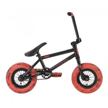 Invert Supreme Mini BMX Bike Black & Red Marble 10" Wheels, Suitable For Kids Aged 8+