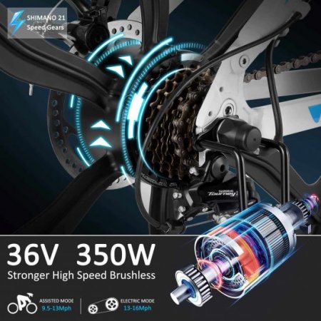 26" 350W Folding Electric Bikes Electric Mountain Bike Lightweight 288WH Electric Bicycle for Adults with Removable 36V 8Ah Lithium Battery, Professional 21 Speed Gears