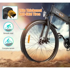 26" 350W Electric Mountain Bike Foldable E-Bike,Max 40Miles Folding Electric Bike with Built-in 36V 10.4Ah Battery,21 Speed Gears for Men Adults,Aluminum Alloy Frame Cycling Electric Bicycle