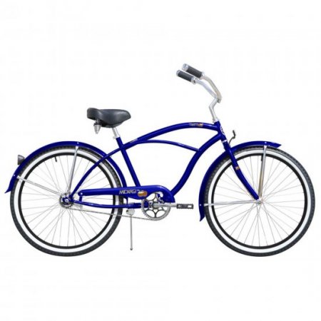 Micargi TAHITI 26" Beach Cruiser Coaster Brake Stainless Steel Spokes One Piece Crank Alloy Black Rims 36H White Wall Tire With Fenders Color: Dark Blue/ Black