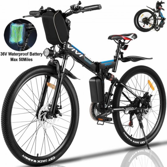 VIVI 350W Folding Electric Bike Electric Mountain Bicycle 26\" Lightweight Ebike, Electric Bike for Adults with Removable 8Ah Lithium Battery,Professional 21 Speeds
