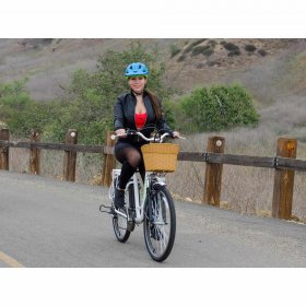 NAKTO 26" 250W Camel Black Women Electric Bicycle Sporting Shimano 6 Speed Gear EBike Brushless Gear Motor with Removable Waterproof Large Capacity 36V10A Lithium Battery and Battery Charger