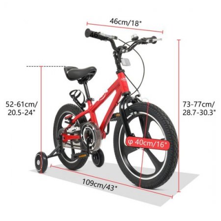 Kids Bike Boys Girls Freestyle Bicycle - 16 Inch with Training Wheels,Adjustable Seat 12 14 18 20 with Kickstand Child's Bike Red