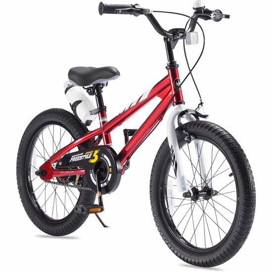 Royalbaby Boys Girls Kids Bike 18In BMX Freestyle Red 2 Hand Brakes Bicycles with Kickstand Child Bicycle