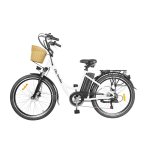 Nakto City Stroller 26" Electric Bike,Bicycle with 6 Speed Gear 40Nm 350W Powerful Motor 36V/12A Battery Power Ride In Snow Ice, Rain, Beach and Terrain - White