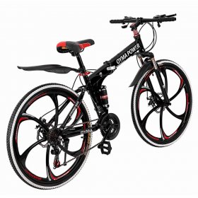 Men's Outroad Mountain Bike Abcnature 26" Folding Bike for Women, 21-Speed Double Disc Brake Bicycles Black