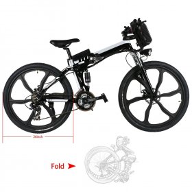 Generic 26 In. 21 Speed 36V Folding Electric Bike Mountain Bicycle with Removable Lithium-ion Battery Integrated Men