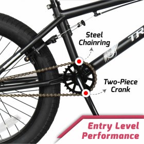 Tracer Edge, BMX Bike for Beginner Level to Advanced Riders, Freestyle, 20 Inch Wheels, Hi-Ten Steel Frame - Matte Black 3.0