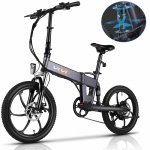 VIVI 20'' 350W Folding Electric Bike, City Commuter Electric Bicycle Lightweight Ebikes with 374.4WH Larger Capacity Battery, Electric Bike for Adults Teens Street Legal, 6 Speed Gears for Men