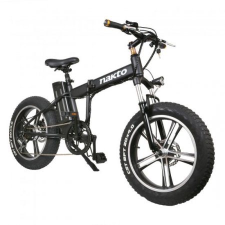 Nakto Folding Mini Cruiser Fat Tire Folding Electric Bike for Adult 20 Inch 350W Brushless Gear Motor 48V 10Ah Lithium Battery 20*4.0 Inch Fat Tire-Black