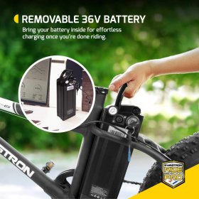 Swagtron EB6 Electric Bike Black 350W Motor Power Assist 4" Tires 20" Wheels Removable 36V Battery Dual Disc Brakes 7-Speed Shimano SIS Shifting EBike For Trail Riding