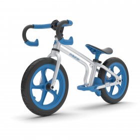 Chillafish Fixie 12-inch racing-style balance bike, with footbrake and puncture-proof RubberSkin tires, adjustable seat and dropbar, for kids 2-5 years, blue