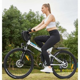 VIVI 26" Electric Bike for Women, Folding Electric Mountain Bicycle with 350W Motor, 21 Speed Gears, Removable Lithium-Ion Battery E-Bike for Teens & Women