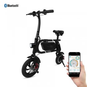 SwagCycle Envy Pro Folding Electric Bike, Pedal Free and App Enabled, 18 mph E Bike with USB Port to Charge on the Go (Black)