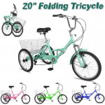 MOONCOOL Adult Folding Tricycle 7-Speed, 20 Inch 3 Wheels Cruiser Bike with Basket, Foldable Tricycle for Adults, Women, Men, Seniors Exercise Shopping