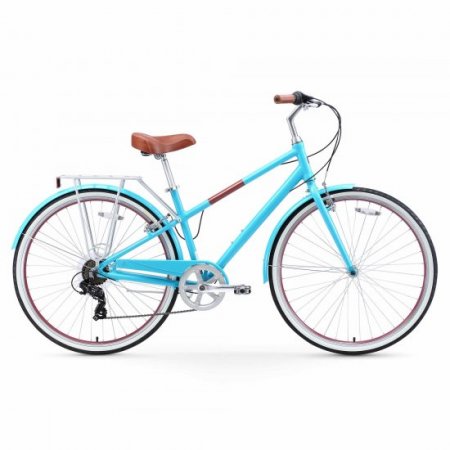 sixthreezero Reach Your Destination Women's 7-Speed Hybrid Bike with Rear Rack, 28" Wheels, Teal