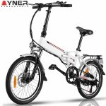 Ayner Electric Bike, Ebike for Adults 20" 250W Folding Electric Commuter Mountain Bicycle for Women Men Teens with 36V 8AH Removable Fast Charge Battery, Professional 7 Speed-White