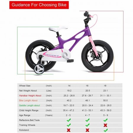 Royalbaby Kids Bike Boys Girls Space Shuttle Purple 16 In. Magnesium 2 Hand Disc Brakes Training Wheels and Kickstand