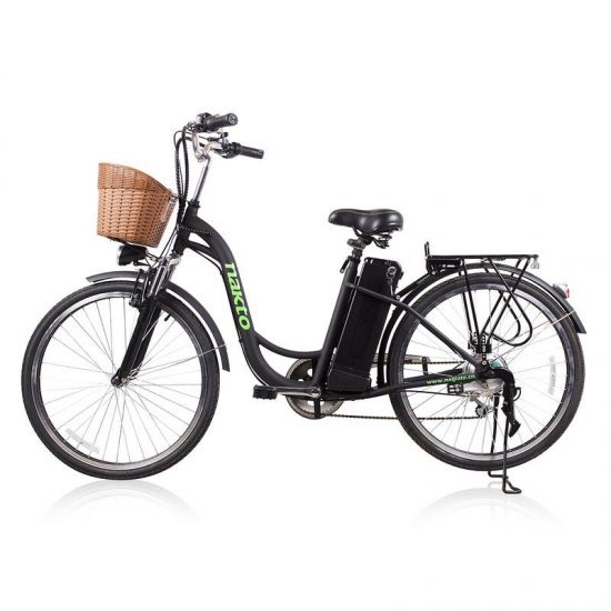 NAKTO 26\" 250W Camel Black Women Electric Bicycle Sporting Shimano 6 Speed Gear EBike Brushless Gear Motor with Removable Waterproof Large Capacity 36V10A Lithium Battery and Battery Charger