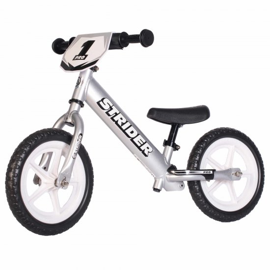 Strider - 12 Pro Balance Bike, Ages 18 Months to 5 Years - Silver