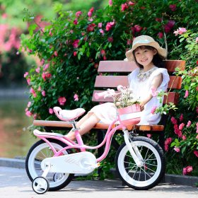 Royalbaby Little Swan Pink 14 Girl's Bicycle with Training Wheels and Basket