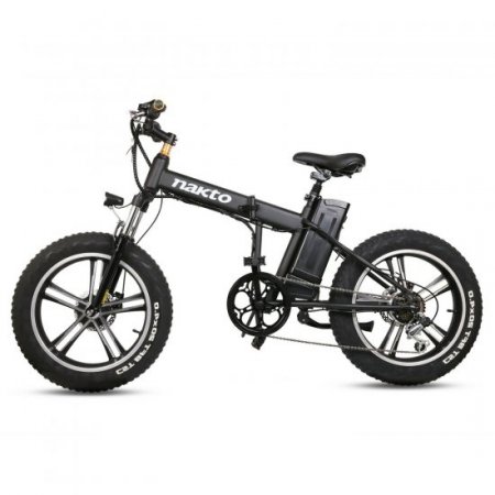 Nakto Folding Mini Cruiser Fat Tire Folding Electric Bike for Adult 20 Inch 350W Brushless Gear Motor 48V 10Ah Lithium Battery 20*4.0 Inch Fat Tire-Black