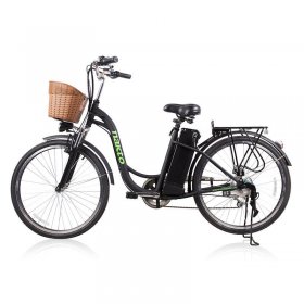 NAKTO 26" 250W Camel Black Women Electric Bicycle Sporting Shimano 6 Speed Gear EBike Brushless Gear Motor with Removable Waterproof Large Capacity 36V10A Lithium Battery and Battery Charger