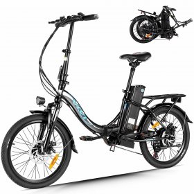 VIVI 350W 10.4AH Electric Bike Foldable Electric Bicycle,20" Ebike Electric City Cruiser Bike with Suspension Fork,7-Speed, Throttle and Pedal Assist For Adults Women