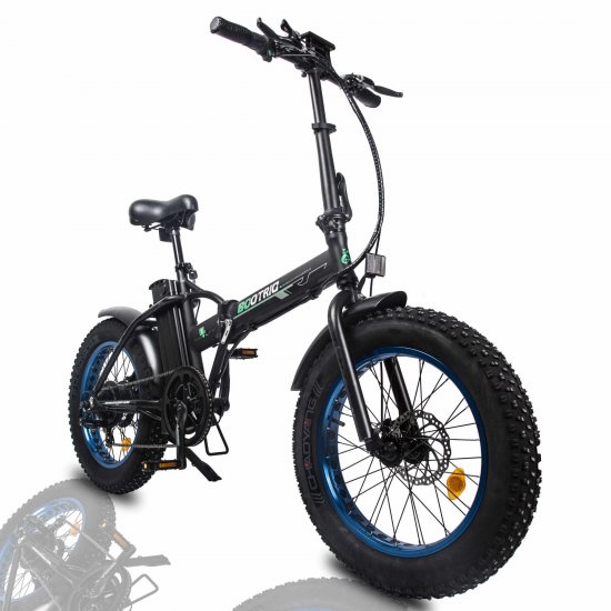 Ecotric Folding All Terrain 20 In. 48V 500W Electric Bike Fat Tire City E Bike 7 Speeds