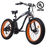 Ecotric Powerful Fat Tire Electric Bicycle 26 In. Aluminum Frame Suspension Fork Beach Snow Ebike Electric Mountain Bicycle 750W Motor 48V 13AH Removable Lithium Battery (Orange)