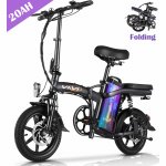 VIVI 20AH 350W Folding Electric Bike with 960WH Lithium-Ion Battery, 14 Inch Electric Commuter Bicycle, Small Fat Tire Electric Bikes for Adult/Teens, 20MPH UP to 70 Miles City E-Bike