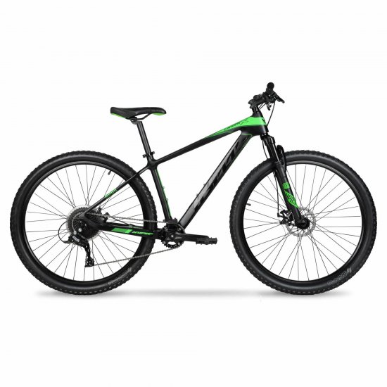 Hyper Bicycles Men\'s 29\" Carbon Fiber Mountain Bike, Black/Green