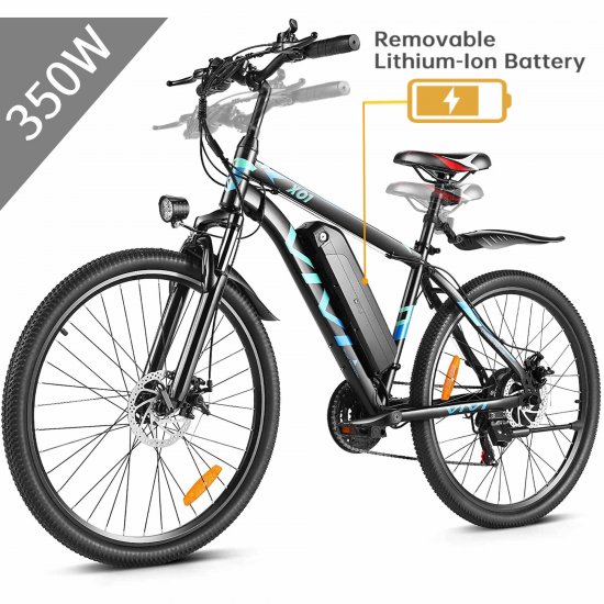 350W 26\" Electric Bike Commuter Bicycle, Max 32 Miles Electric Mountain Bike for Adults, 288WH Removable Battery, Suspension Fork,Adjustable Height 21 Speed E-Bikes for Adults with Fenders