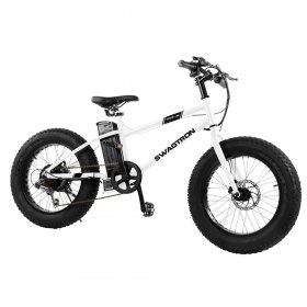 Swagtron EB6 Bandit EBike Fat Tire Electric Bike 350W High-speed Power Assist, Removable Battery, Dual Disc Brakes, Shimano SIS Shifting Built for Trail Riding