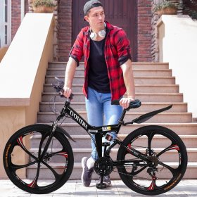 Abcnature Men's Mountain Bike, 21-Speed Shocker Dual Suspension Bicycle, 26" Wheels, Black