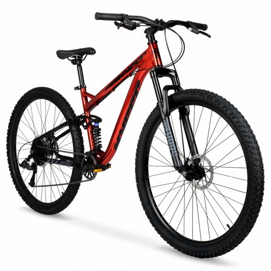 Hyper Bicycles Men\'s 29\" Explorer Dual Suspension Mountain Bike, Red